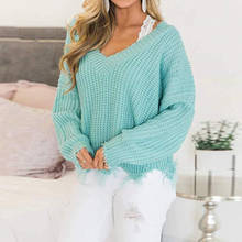 Off The Shoulder Autumn Sweater For Women Fringe Distressed Knitted Female Tops Long Sleeve Pullover Sweaters 2024 - buy cheap