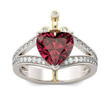 Creatity amor vermelho coração em forma de coroa anel feminino jóias princesa estilos festa de casamento feminino anéis acessórios de mão tamanho 6-10 2024 - compre barato