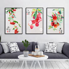 Pintura abstrata em tela para decoração, poster artístico para parede da sala de estar, de desenhos animados, litchi 2024 - compre barato