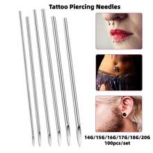 100Pcs/set Disposable Piercing Needles Sterile 14G/15G/16G/17G/18G/20G Body Navel Nipple Nose Ear Lip Piercing Tattoo Accessory 2024 - buy cheap