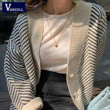 Vangull-cárdigans con cuello en V para mujer, suéteres de punto de gran tamaño, estilo coreano, Tops Vintage, otoño e invierno, 2020 2024 - compra barato