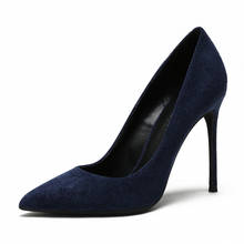 High Heels Red Sheepskin Suede Women Pumps Super Black Slip On High Quality Ultra Stiletto Extreme Pointed Toe Shoes N0032 2024 - buy cheap