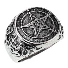 Gothic Punk Retro Personality Pentagram Satanism Five-Pointed Star Rings Minimalist Signet Ring Men Jewelry Gift New 2024 - buy cheap