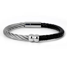 Punk Titanium Steel Twisted Cable Wire Bracelets & Bangles Men Jewelry Black Cuff Charm Bracelet Bijou Accessory Gift 2024 - buy cheap