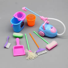 Conjunto com 9 peças de acessórios para mini bonecas, ferramentas de limpeza doméstica, acessórios para bonecas para 1/6 e 1/8 bjd, brinquedo educacional para crianças 2024 - compre barato
