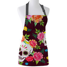 Mexican Skull Red Flowers Print Apron Print Unisex Kitchen Bib with Adjustable Neck for Cooking Gardening 2024 - buy cheap