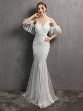 Yidingzs 2021 vestido de festa feminino branco, decote v sexy, alças espaguete, lantejoulas, ombro à mostra, elegante 2024 - compre barato