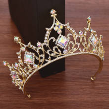 Coroa de casamento para noivas, tiara luxuosa com strass, cristal, acessório de cabelo, princesa, para casamento 2024 - compre barato