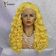 XUMOO Synthetic Lace Front Wig Heat Resistant Yellow Long Curly Cosplay Wig Glueless Wigs For Black Women Peruka 2024 - buy cheap