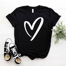 Женская футболка с принтом сердца, хлопковая Повседневная забавная футболка для женщин, топ для девушек, хипстерская футболка, Прямая поставка 2024 - купить недорого