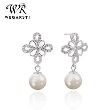 WEGARSTI 925 Sterling Silver Natural Fresh Water White Pearl Drop Earrings For Women Girl Lovers' Wedding Gift Orecchini Donna 2024 - buy cheap