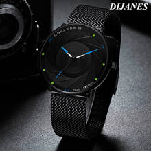New Fashion Luxury Top Men 3D Luminous Stainless Steel Mesh Watches For Mens Leather Strap Casual Quartz Watch Relogio Masculino 2024 - buy cheap