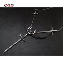 Goth Crescent Sword Necklace Pendant The Sacred Sword Gothic Witch Punk Jewelry Party Rock Grunge Fashion Chain Women Gift New 2024 - buy cheap