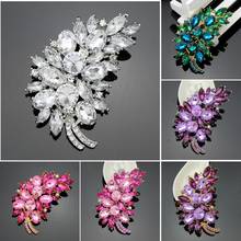 Feather brooch Assorted Colors Plated Crystal Rhinestone Brooches Vintage Luxury Bridal Brooch Pin Bouquet DIY  Accessory AF029 2024 - buy cheap