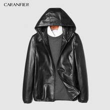 CARANFIER 2019 Hooded Leather Jacket Men Brand New Arrivals Hat Coats Genuine Leather Sheeepskin Male Leather Clothing L-4XL 2024 - buy cheap