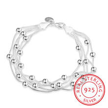 Lekani 925 delicado pulseira de prata, 925 prata esterlina jóias finas cinco linha bolas pulseira pulseiras de prata 2024 - compre barato