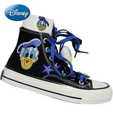 Disney-zapatillas de lona de alta calidad para hombre y mujer, zapatos originales pintados a mano, edición limitada, Pato Donald, informales 2024 - compra barato