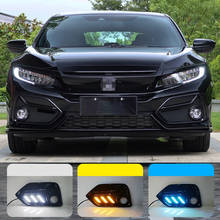 2PCS For Honda CIVIC hatchback 2020 2021 Daytime Running Light LED DRL fog lamp Driving lights Yellow Turn Signal Lamp 2024 - buy cheap