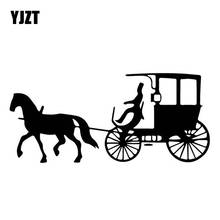YJZT 17.8CM*8CM Interesting Riding Horse Carriage Comfortable Vinyl Decal Dazzling Car Sticker Nice Black/Silver C27-1058 2024 - buy cheap