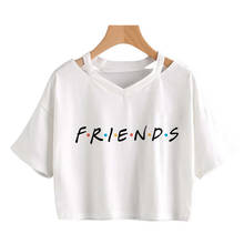 2022 Summer T Shirt Women Short Sleeve V Neck Loose Crop Top Casual Sexy Women Streetwear FRIENDS printing Female Tops 2024 - buy cheap