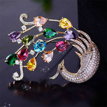 Luxurious Animal Phoenix Brooch Pin Shine Colorful Zircon Crystal Corsage Vintage Scarf Brooches Pins Christmas Gift for Women 2024 - buy cheap