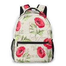 Women Backpack Kids School Bag for Teenage Girls Red Poppy On Vintage Postcard Female Laptop Notebook Bagpack Travel Back Pack 2024 - buy cheap