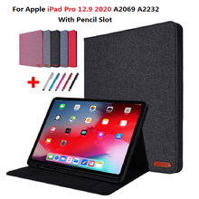 12.9" Tablet Caqa For iPad Pro 12 9 Case With Pencil Holder Flip Cloth Case Fundas For iPad Pro 12 9 12.9 Case Back TPU Cover 2024 - buy cheap