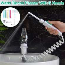 Irrigador de agua dental, cepillo de dientes, irrigación oral para limpieza de dientes portátil, 6 cabezales 2024 - compra barato