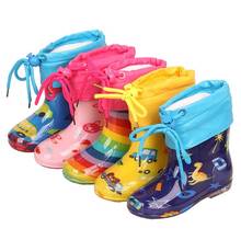 Новые детские резиновые сапоги, детские резиновые сапоги для девочек, водонепроницаемые сапоги из ПВХ, теплая водонепроницаемая обувь для мальчиков, мультипликационные всесезонные съемные 2024 - купить недорого