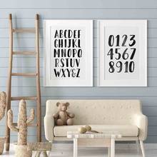 Canvas Painting Black and White Alphabet Numbers Quote Posters Prints Bedroom Nursery Wall Art Educational Home Decor No Frame 2024 - buy cheap