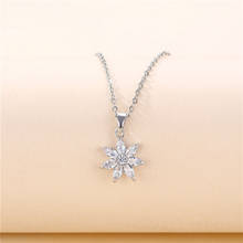 Dainty Snowflake White Zircon Necklace Tiny Crystal Stone Flower Pendant Necklaces For Women Silver Color Chain Wedding Necklace 2024 - buy cheap