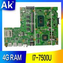 Ak x541uj mb. _ 4g/I7-7500U/como gt920m/2 gb placa-mãe para asus portátil x541u x541uj x541uvk a541u placa-mãe 100% testado ok 2024 - compre barato