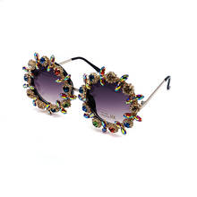 Round Baroque Crystals Sunglasses Women 2020 Sexy Girls Sun Glasses Rhinestone Ladies Shades for Party Oculos De Sol Feminino 2024 - buy cheap