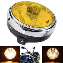 Универсальная фара для мотоцикла, 7 дюймов, 35 Вт, желтая, прозрачная линза, круглый светодиодный налобный фонарь для Honda CB Series, Прямая поставка 2024 - купить недорого