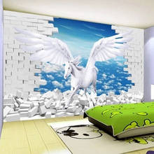 Papel tapiz Mural personalizado 3D estéreo, espacio creativo, Caballo Blanco, papel de pared para sala de estar, TV, sofá, dormitorio de niños, decoración del hogar Fresco 2024 - compra barato