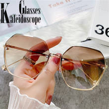 Óculos de sol sem aro fashion, óculos de sol feminino de marca irregular, lentes cortantes, óculos de sol para mulheres uv400 2024 - compre barato