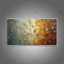Hand Painted Knife Gold tulip Oil Painting On Canvas Large Palette Paintings For Living Room Modern Abstract Wall Art Pictures 2024 - buy cheap