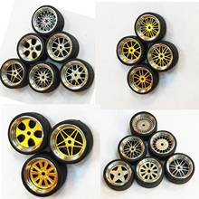 4 Pieces 1:64 Scale Diecast  Model Car Rubber Wheel Rims & Tire Set Accessories Replacement for 2024 - buy cheap