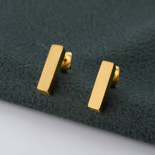 ICFTZWEc Stainless Steel Geometric Simple Bar Stud Earrings For Women Rectangle Gold Colour Earring Boucles D'Oreilles femme 2024 - buy cheap