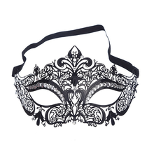 Hot Worldwide Black & White Sexy Lady Metal Mask Macka with Rhinestones Eye Mask for Masquerade Party Fancy Dress Costume 2024 - buy cheap