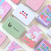 1 Pcs Cute Korean Stationery Avocado Rabbit Bear Flower Square Metal Washi Tape Jewelry Storage Box Desk Organizer Card Holders 2024 - buy cheap