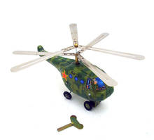 [Funny] Adult Collection Retro Wind up toy Metal Tin Military helicopter airplane Clockwork toy figures model vintage toy gift 2024 - buy cheap