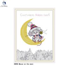 Joy Sunday Chinese Cross Stitch kits Mouse on the Moon DMC 14CT 11CT Cotton Fabric Hotel Home Decor Painting Factory Wholesale 2024 - buy cheap