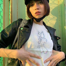 Vintage 90s Angel T Shirt Women Summer 2020 New Fashion Funny Cartoon Print Crop Tops T-shirt Femme Harajuku Girls Hip Hop Tees 2024 - buy cheap