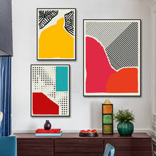 Arte geométrico abstracto para pared, pintura en lienzo, póster e impresión, galería, sala de estar, decoración del hogar, multicolor, rojo y azul 2024 - compra barato
