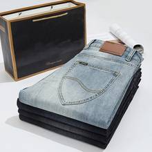 Джинсы мужские стрейч Regular Fit, классические модные брюки из денима, деловой стиль, повседневные, черные, синие, серые, размер 28-40 2024 - купить недорого