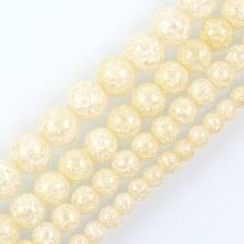 Contas de cristal craqueladas para fazer joias, contas espaçadoras soltas 15 "redondas, amarelo claro para pulseira pescoço 6-12mm 2024 - compre barato
