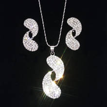 Frete grátis conjuntos de jóias de luxo sliver-color romântico austríaco cristal corrente colar para festa de casamento senhoras 2024 - compre barato