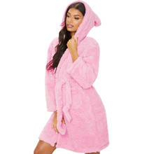 Pijama de flanela unissex, robe quente fofo de animais adultos para banho, roupa de dormir, camisola grossa e quente para inverno, pijama de unicórnio rosa para mulheres 2024 - compre barato