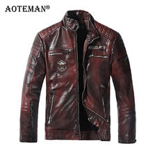 Winter Men Leather Jacket Male Windbreaker Outwear Fashion Motorcycle PU Leather Jacket Zipper Pockets Fleece Leather Coat LM418 2024 - buy cheap